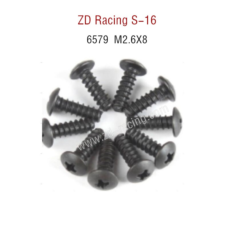 ZD Racing S16 Original parts 6579 M2.6X8 Pan Self tapping Screw Set