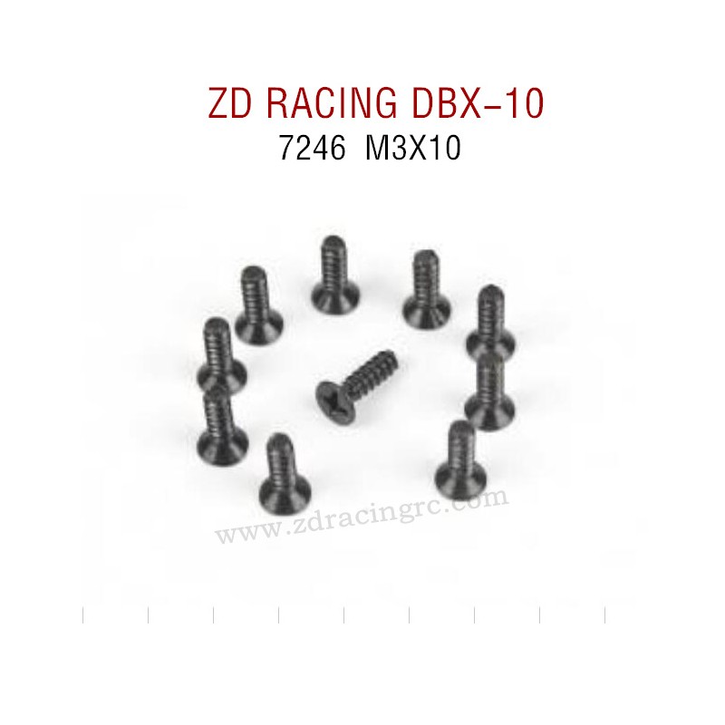 ZD RACING DBX-10 RC Car Original Parts 7246 M3X10 Flat Head Self tapping Screw Set