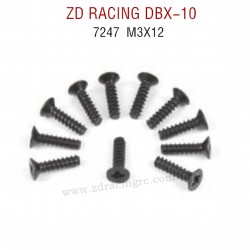 ZD RACING DBX-10 RC Car Original Parts 7247 M3X12 Flat Head Self tapping Screw Set