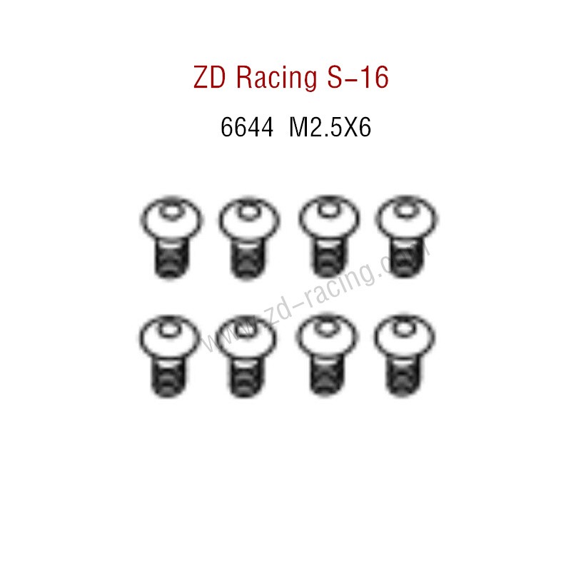 ZD Racing S16 Original parts 6644 M2.5×6 Button Head Screw