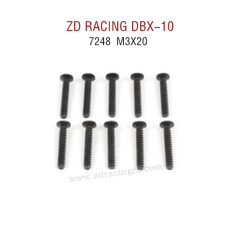 ZD RACING DBX-10 RC Car Original Parts 7248 M3X20 Flat Head Self tapping Screw Set