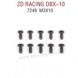 ZD RACING DBX-10 RC Car Original Parts 7249 M3X10 Flat Head Screw Set