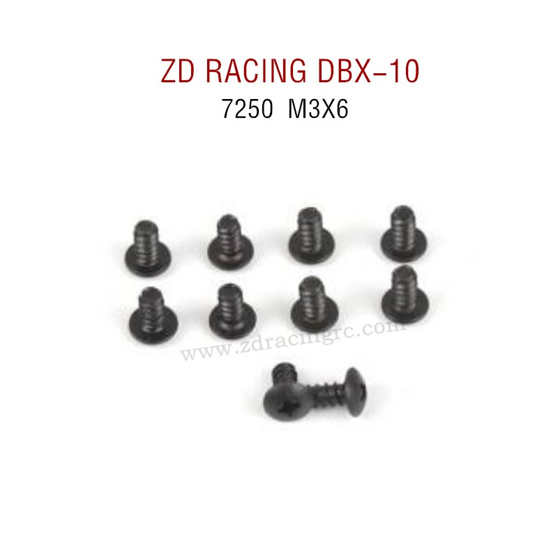 ZD RACING DBX-10 RC Car Original Parts 7250 M3X6 Pan Self tapping Screw Set