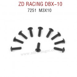 ZD RACING DBX-10 RC Car Original Parts 7251 M3X10 Pan Self tapping Screw Set