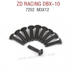 ZD RACING DBX-10 RC Car Original Parts 7252 M3X12 Pan Self tapping Screw Set