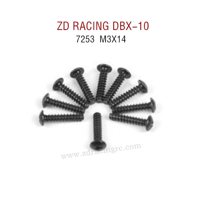 ZD RACING DBX-10 RC Car Original Parts 7253 M3X14 Pan Self tapping Screw Set