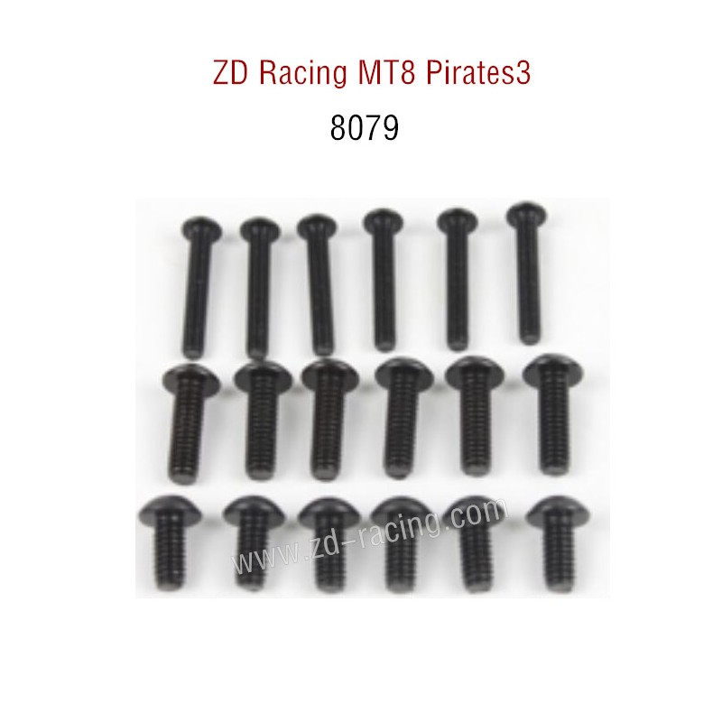 Original Of ZD Racing MT8 Pirates3 RC Car Parts Button Head Screw Set 8079