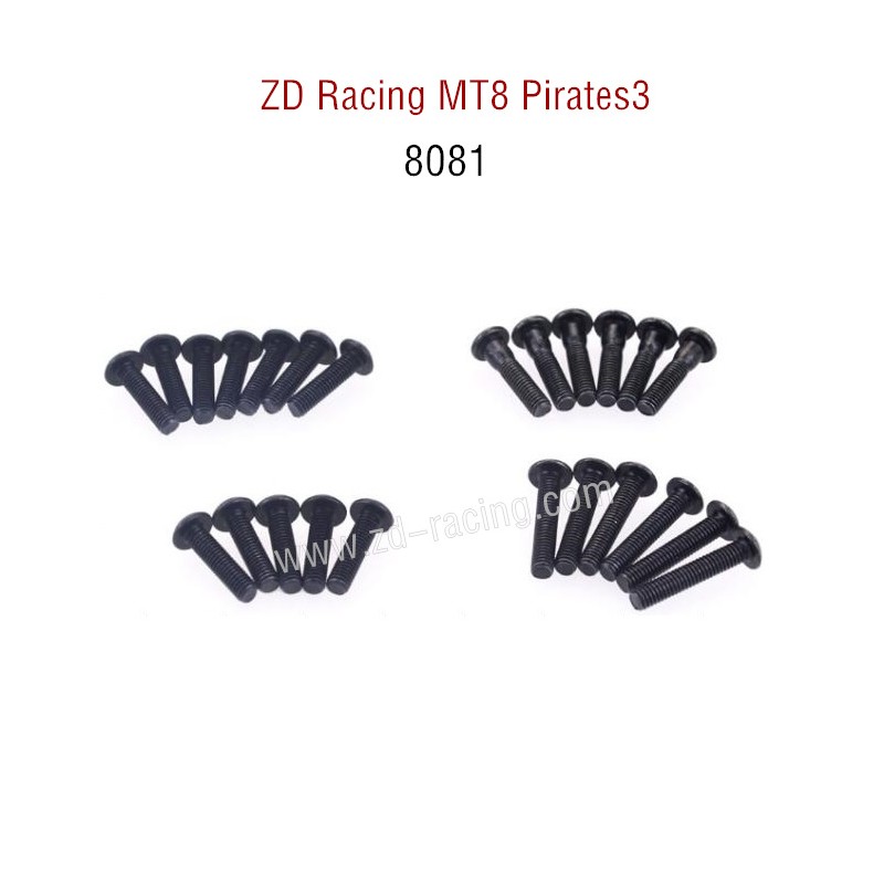 Original Of ZD Racing MT8 Pirates3 RC Car Parts Button Head Screw Set 3*12,3*1681