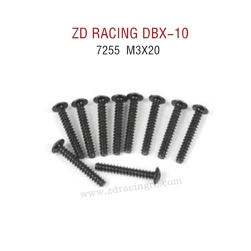 ZD RACING DBX-10 RC Car Original Parts 7255 M3X20 Pan Self tapping Screw Set