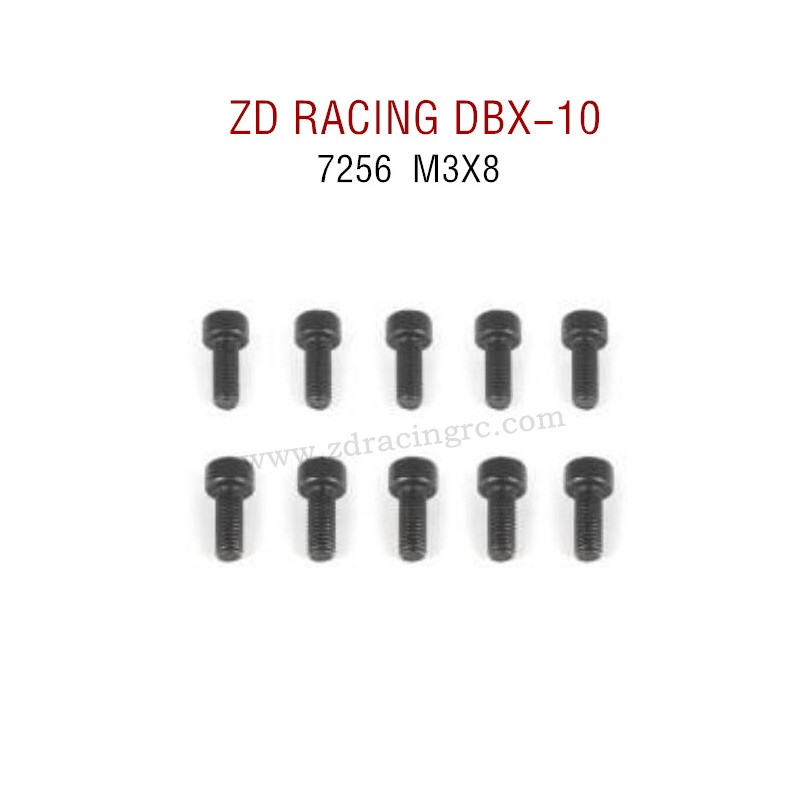 ZD RACING DBX-10 RC Car Original Parts 7256 M3X8 Pan Head Screw Set