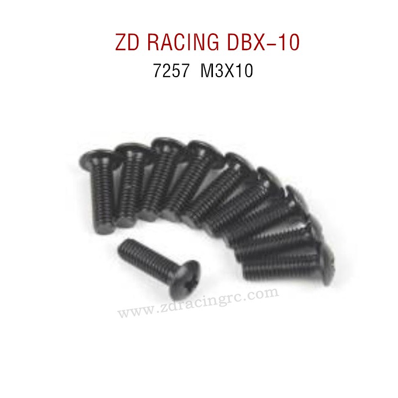 ZD RACING DBX-10 RC Car Original Parts 7257 M3X10 Pan Head Screw Set