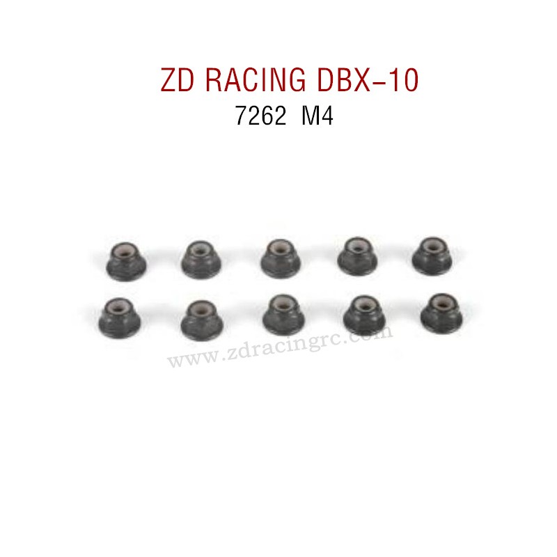 ZD RACING DBX-10 RC Car Original Parts 7262 Lock Nut M4