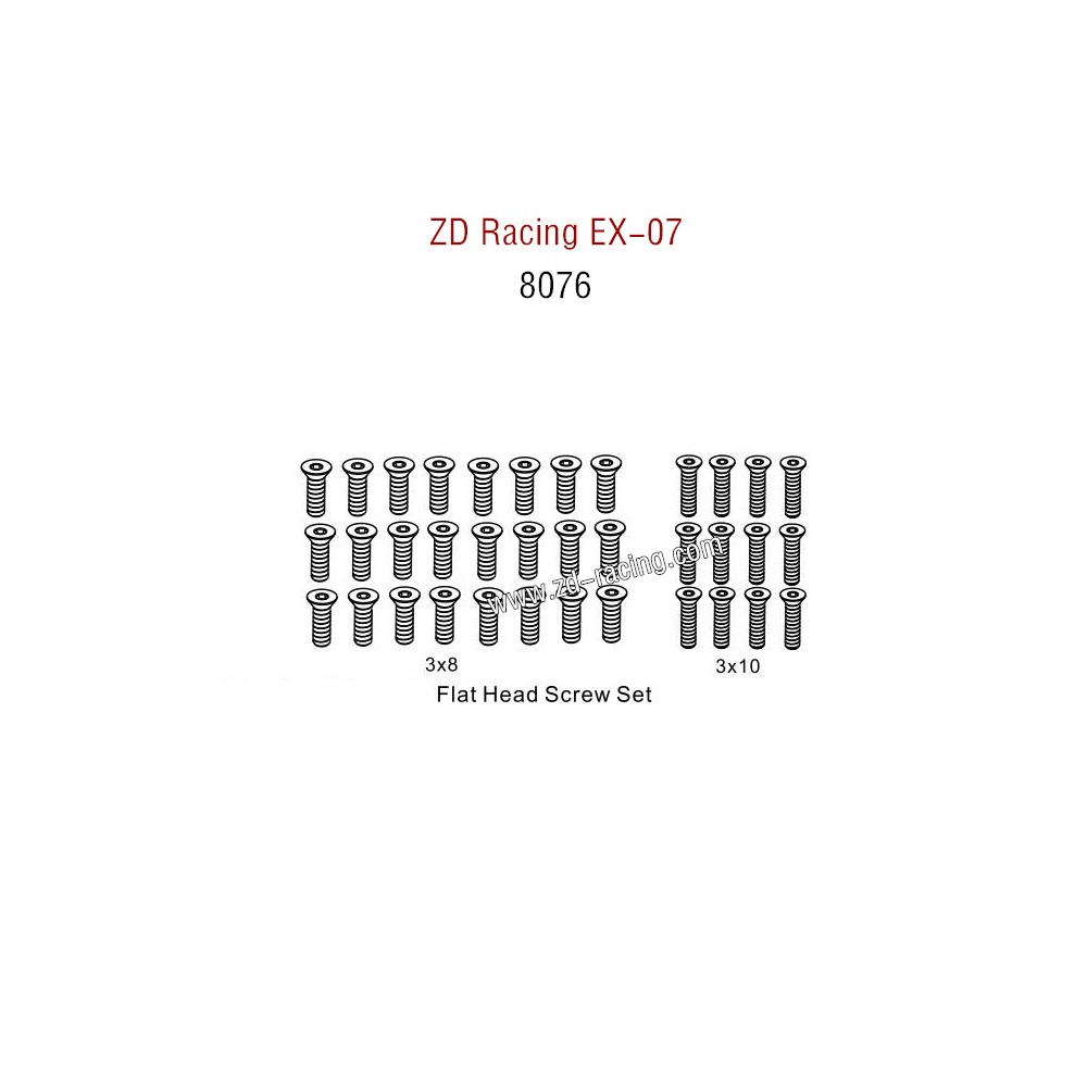 ZD Racing EX07 Parts Flat Head Screw Set 8076