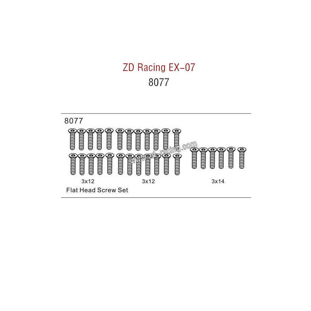 ZD Racing EX07 Parts Flat Head Screw Set 8077