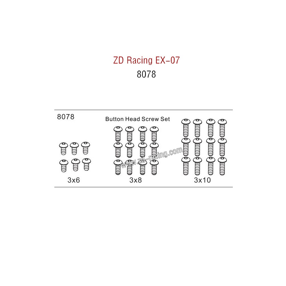 ZD Racing EX07 Parts Button Head Screw Set 8078