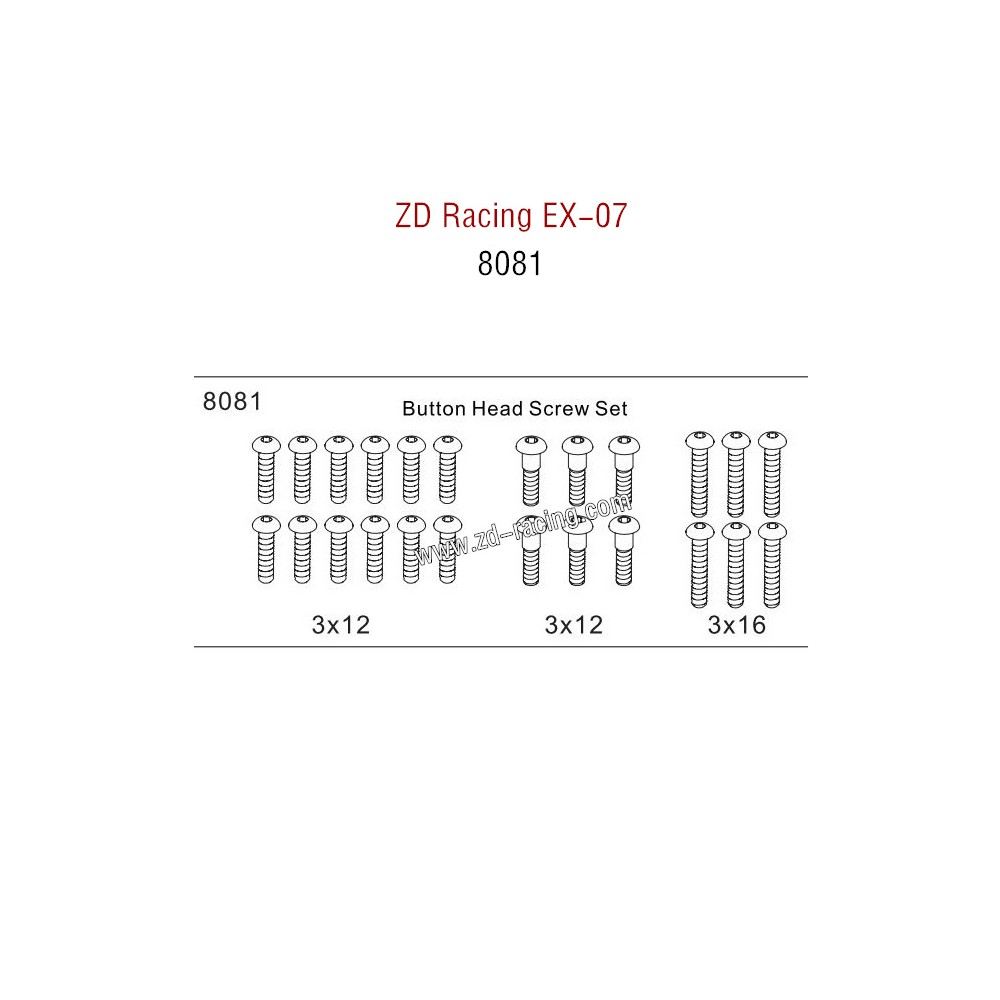 ZD Racing EX07 Parts Button Head Screw Set 8081