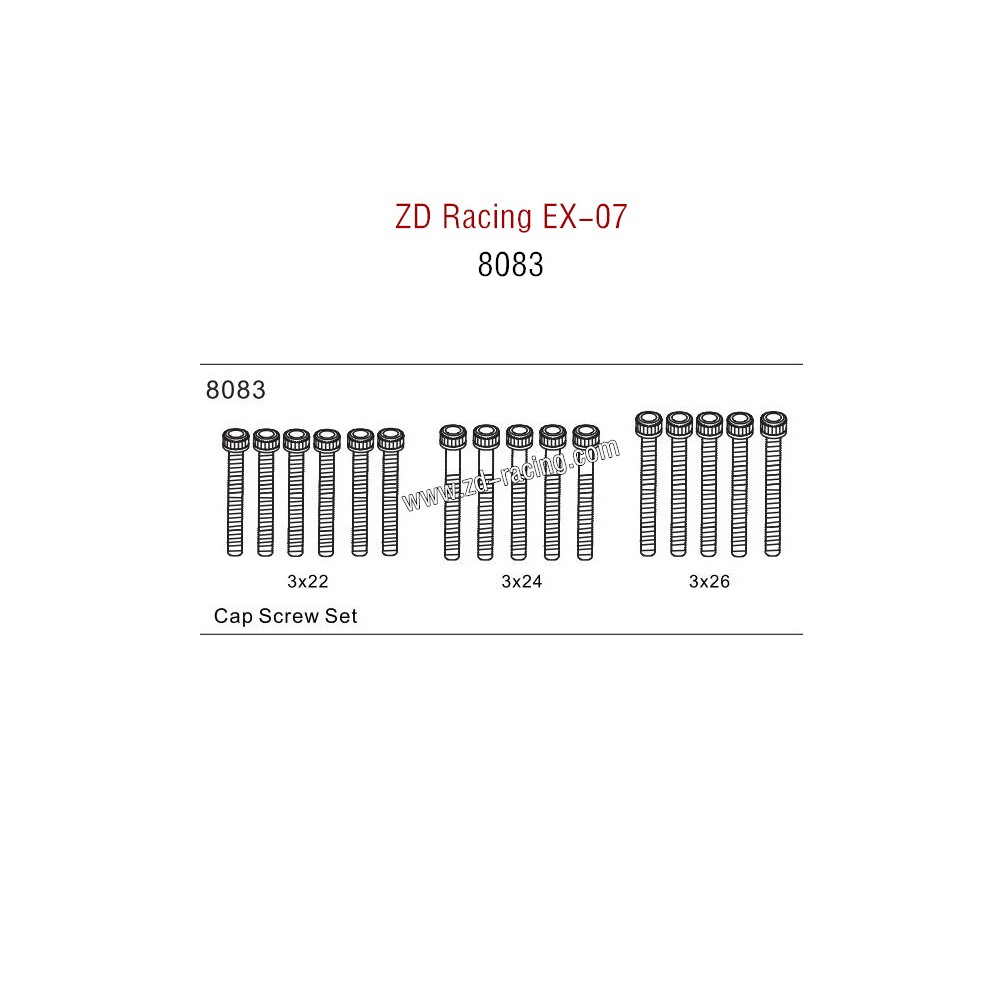 ZD Racing EX07 Parts Cap Screw Set 8083