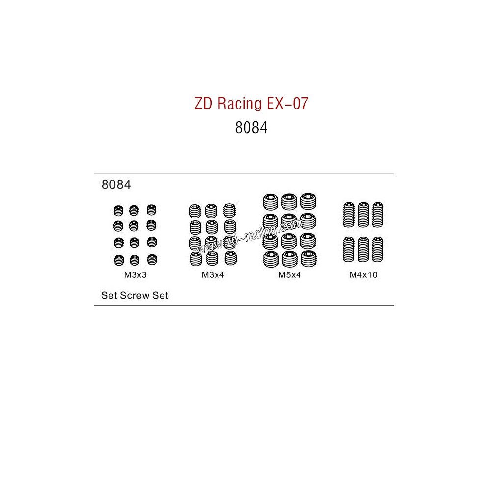 ZD Racing EX07 Parts Screw set 8084