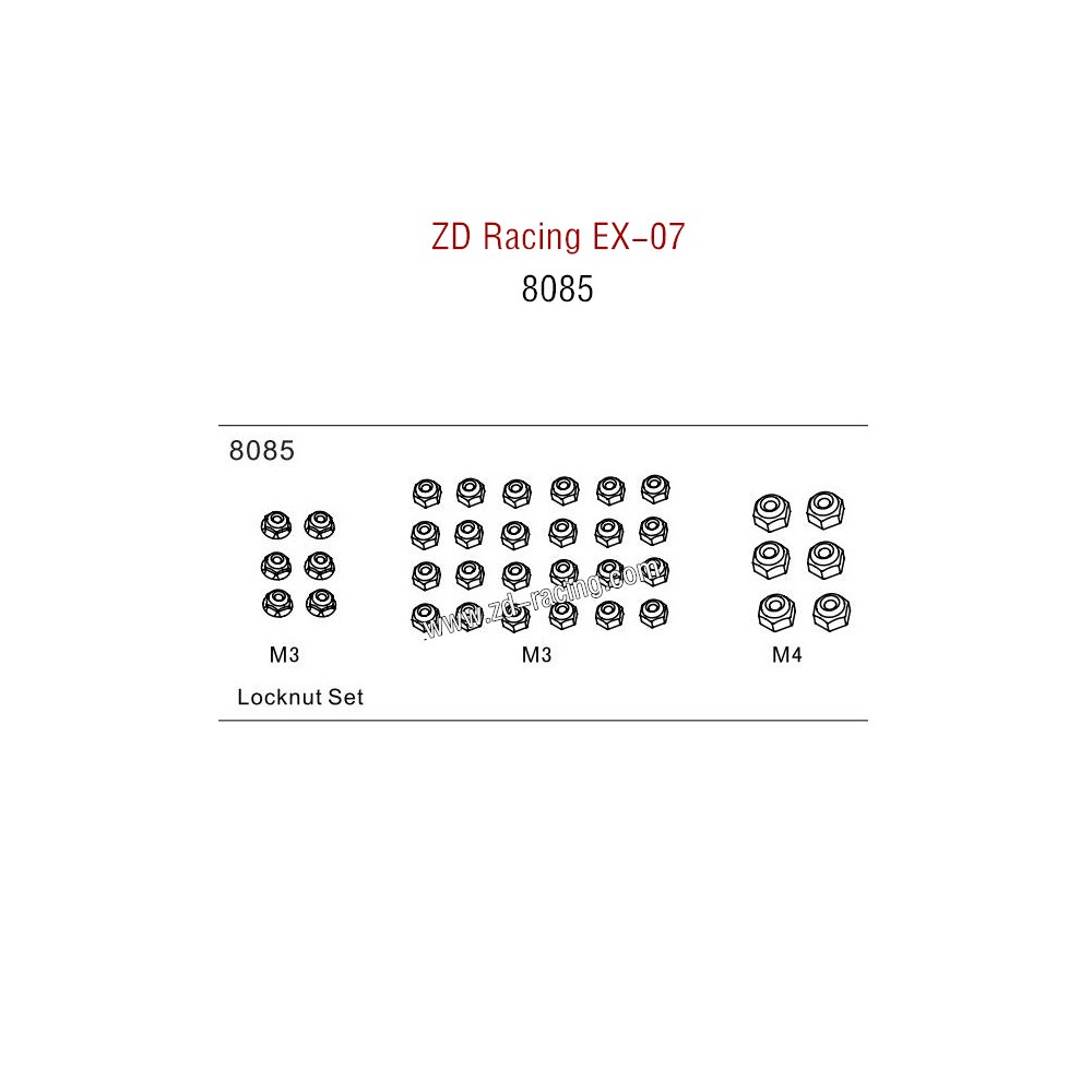 ZD Racing EX07 Parts Locknut Set 8085