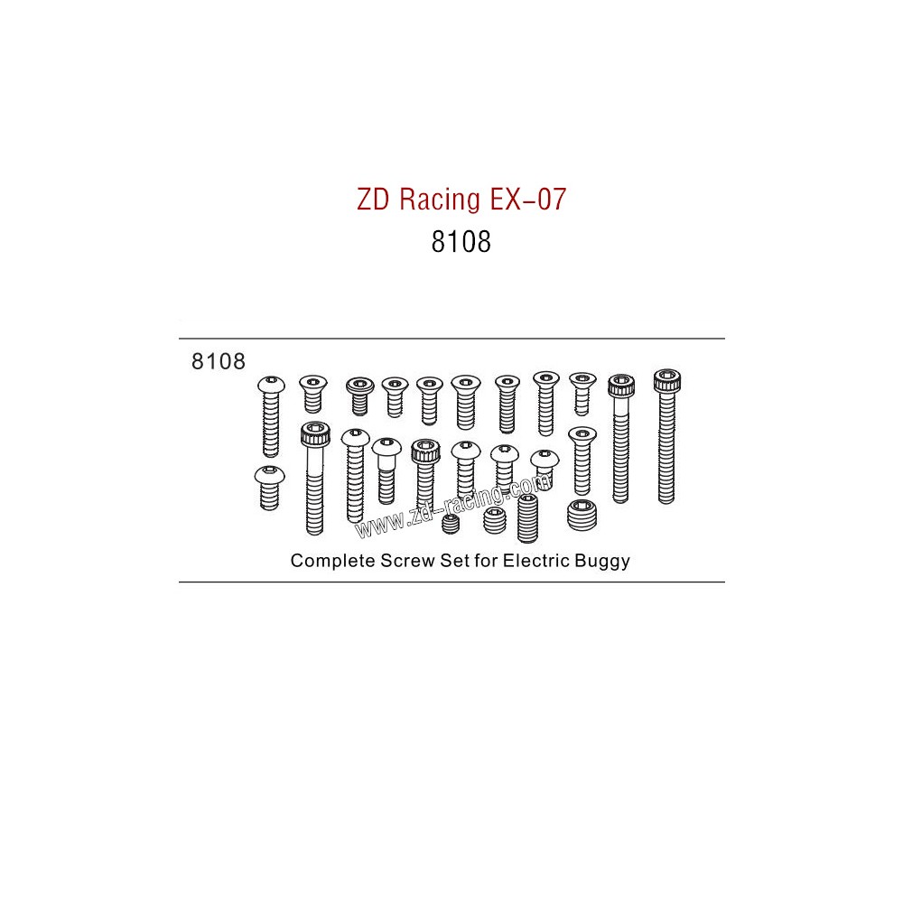 ZD Racing EX07 Parts Complete Screw Set for Electric Buggy 8108