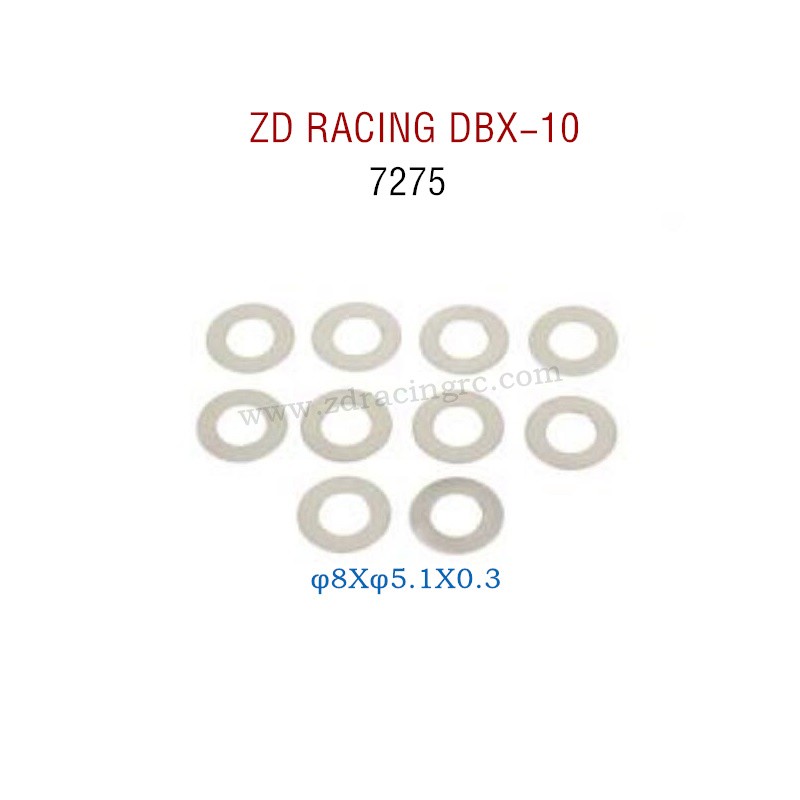 ZD RACING DBX-10 RC Car Original Parts 7275 φ8Xφ5.1X0.3 Washers