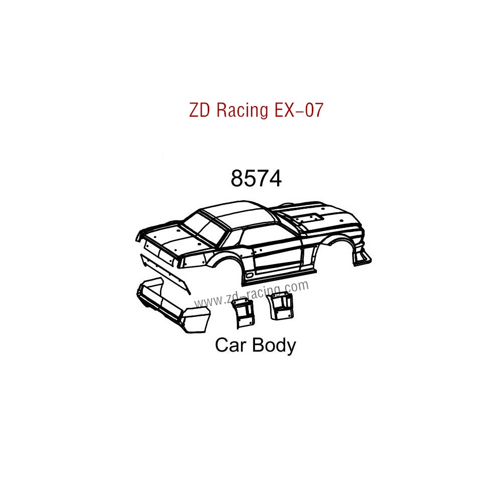 ZD Racing EX07 Parts Clear Car Body Set 8574