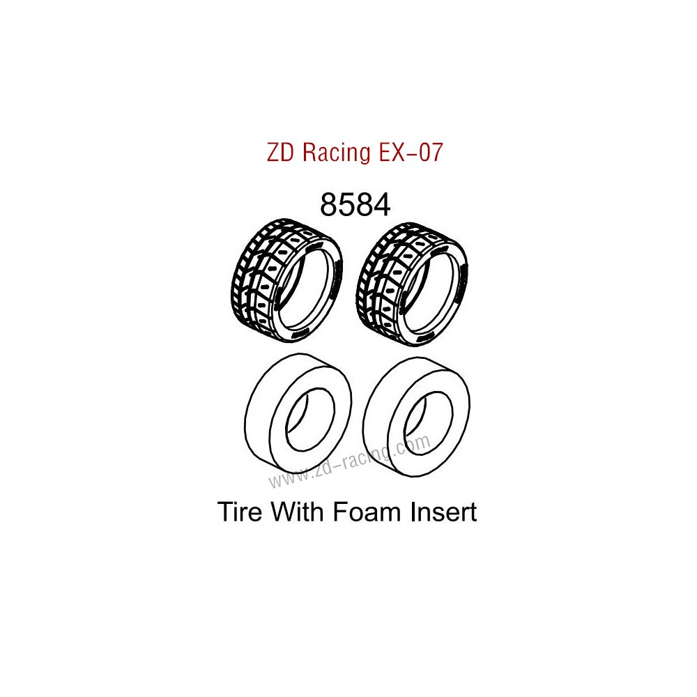 ZD Racing EX07 Parts Tire With Foam Insert 8584