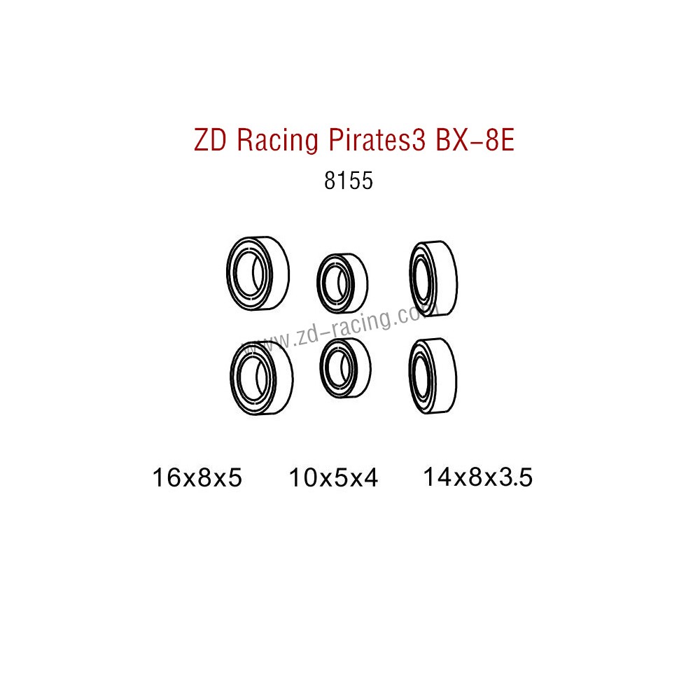 ZD Racing Pirates3 BX-8E 08421 Parts Bearing 8155