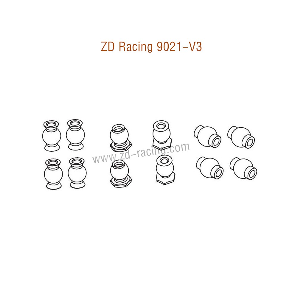 ZD Racing 9021-V3 Parts All Ball Heads 8024