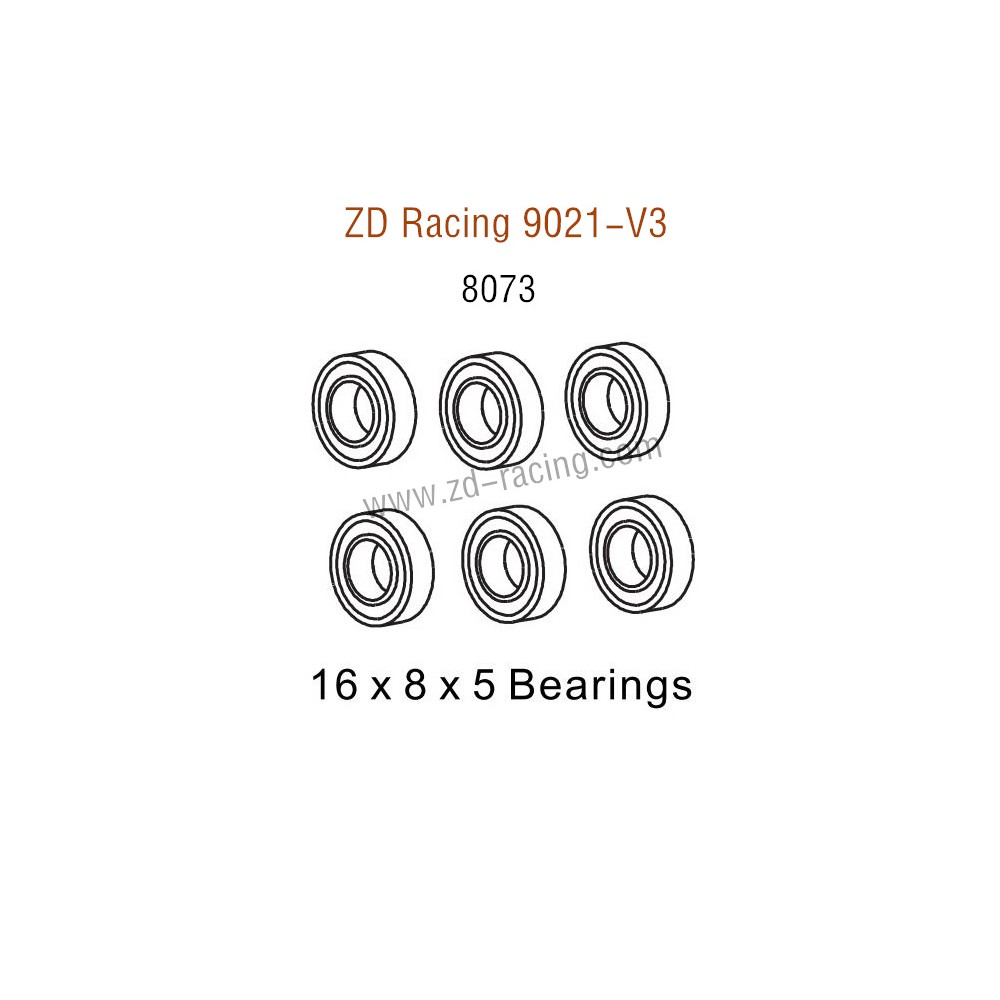 ZD Racing 9021-V3 Parts Bearings 16X8X5 8073