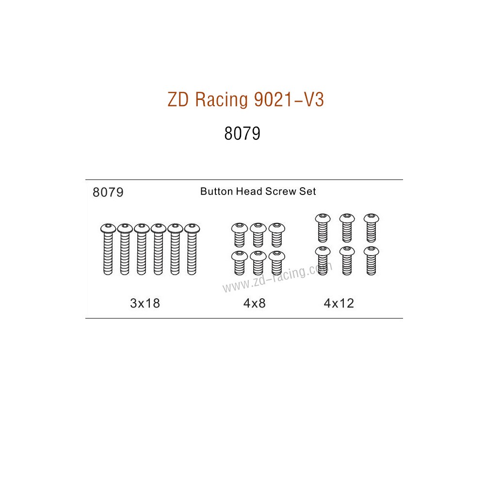 ZD Racing 9021-V3 Parts Button Head Screw set 8079