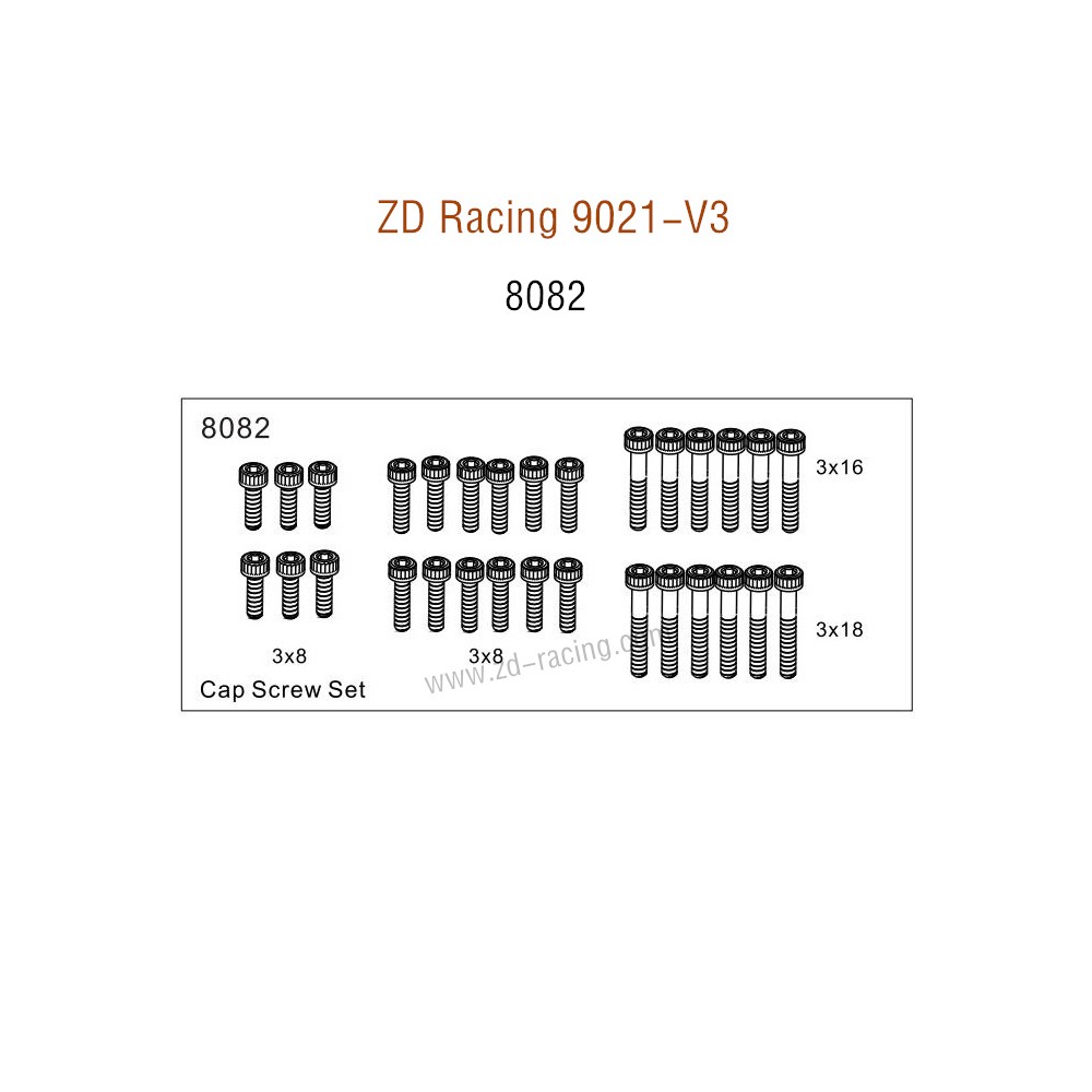 ZD Racing 9021-V3 Parts Cap Screw set 8082