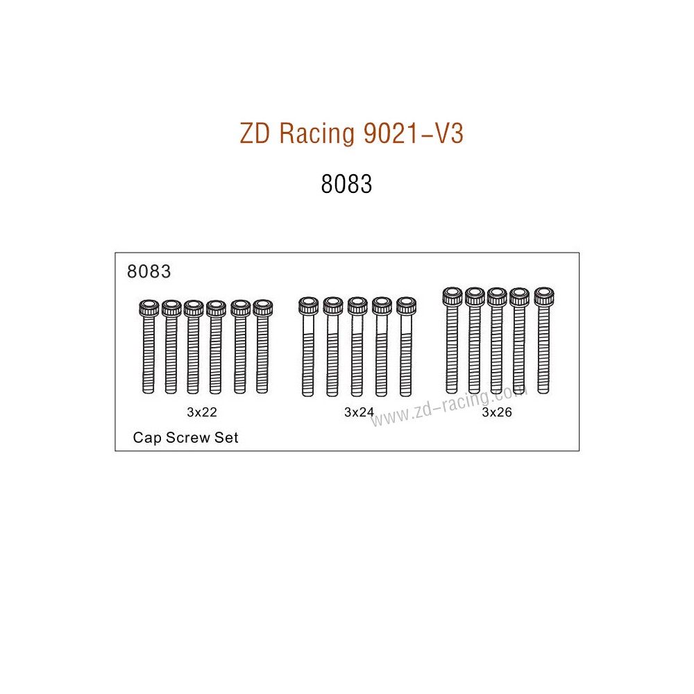 ZD Racing 9021-V3 Parts Cap Screw Set 8083