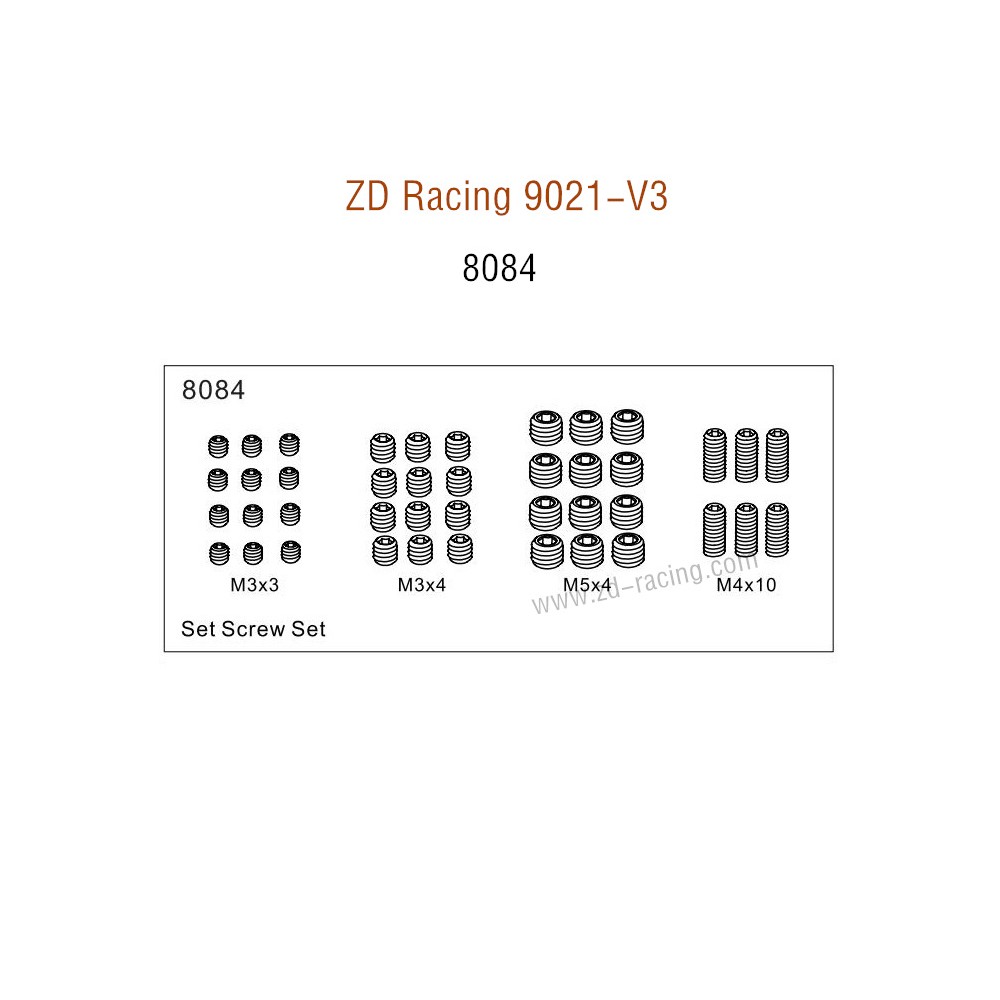 ZD Racing 9021-V3 Parts Set Screw 8084