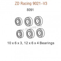 ZD Racing 9021-V3 Parts Bearings 10x6x3 12x6x4 8091