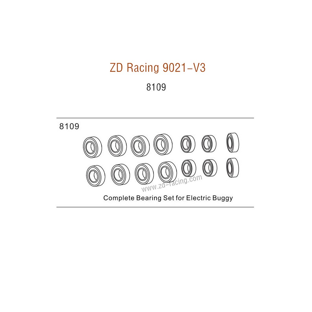 ZD Racing 9021-V3 Parts Complete Bearing Set for Electric Buggy 8109