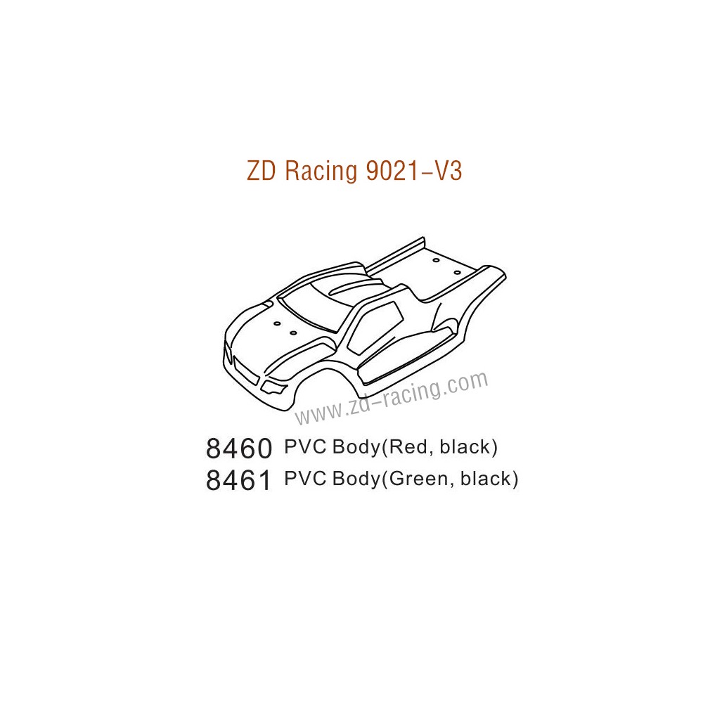 ZD Racing 9021-V3 Parts PVC Car Body 8460 8461