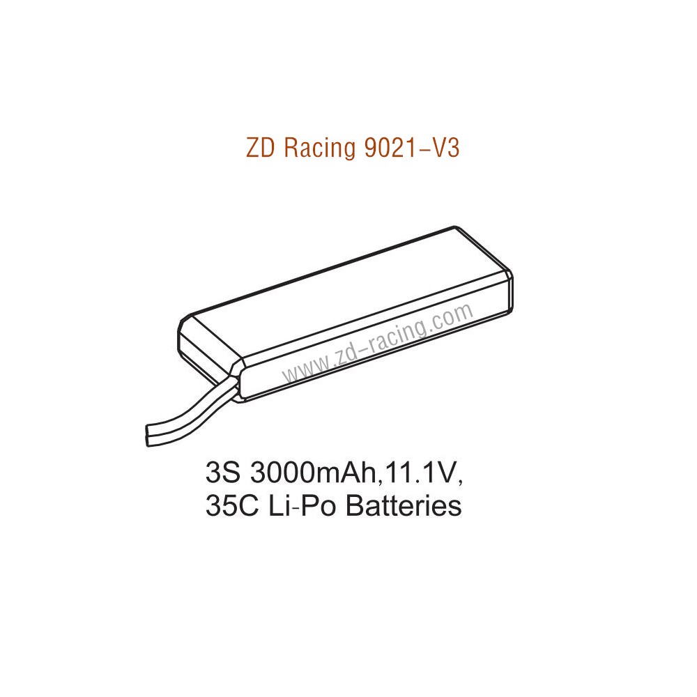 ZD Racing 9021-V3 Parts 3S 3000mAh 11.1V 35C Lipo Battery 8472