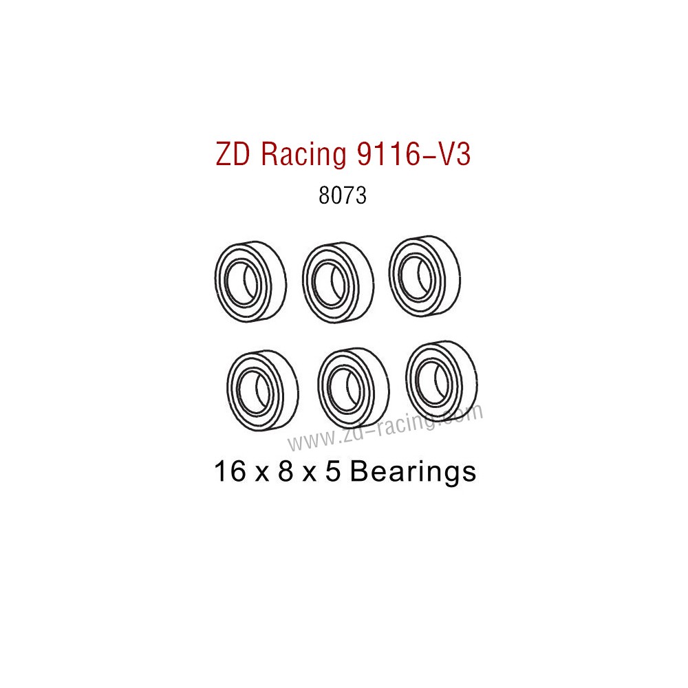 ZD Racing 9116-V3 Parts Monster Truck Parts 16X8X5 Bearings 8073