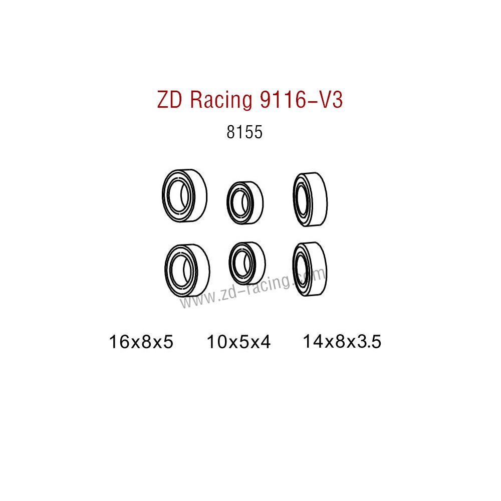 ZD Racing 9116-V3 Parts Monster Truck Parts Bearing 8155