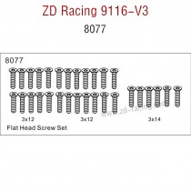 ZD Racing 9116-V3 Parts Monster Truck Parts Flat Head Screw Set 8077