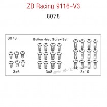 ZD Racing 9116-V3 Parts Monster Truck Parts Button Head Screw Set 8078