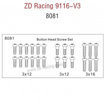 ZD Racing 9116-V3 Parts Monster Truck Parts Button Head Screw Set 8081