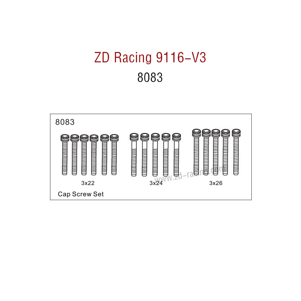 ZD Racing 9116-V3 Parts Monster Truck Parts Cap Screw Set 8083