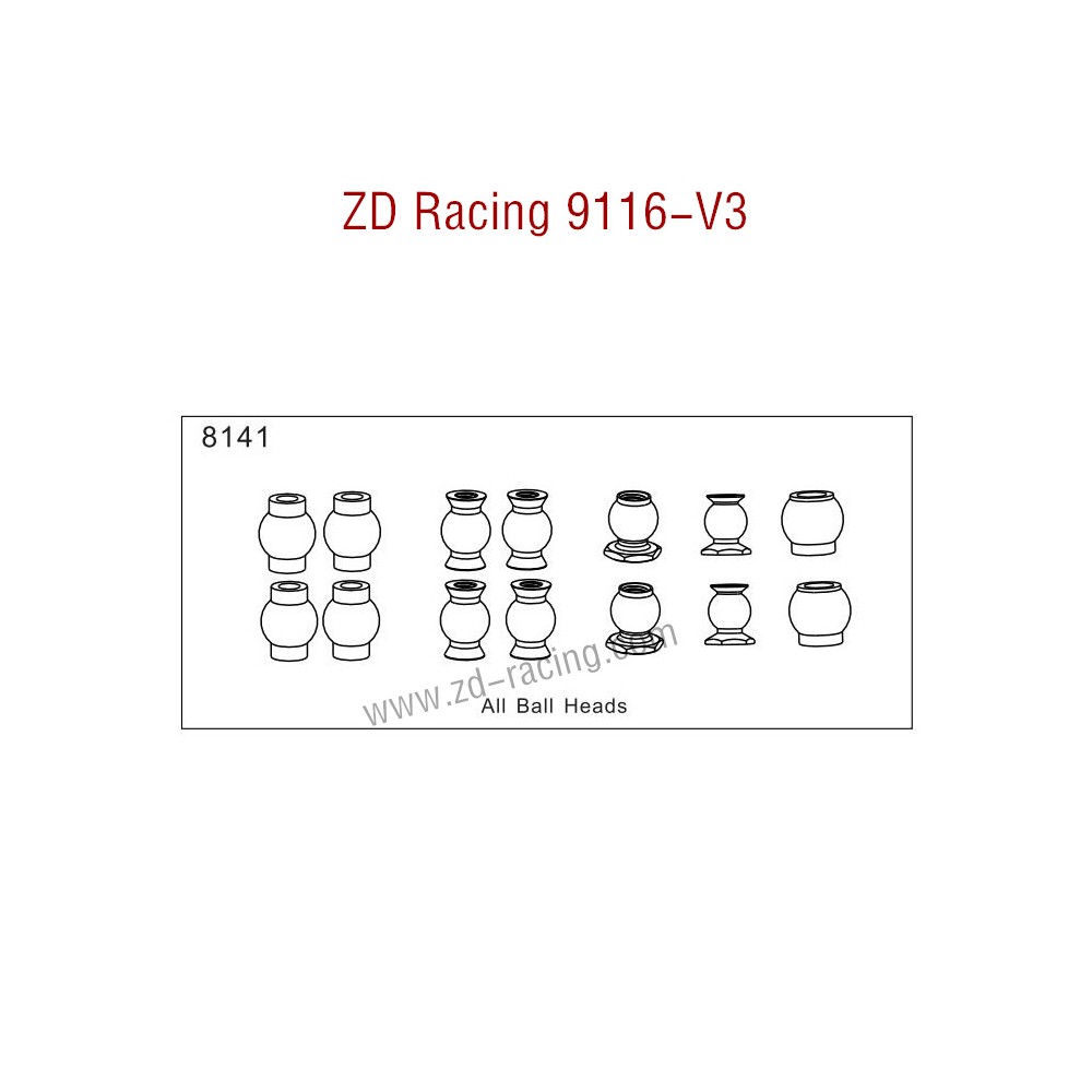 ZD Racing 9116-V3 Parts Monster Truck Parts All Ball Heads 8141