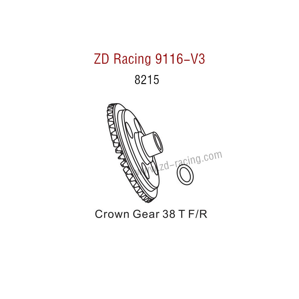 ZD Racing 9116-V3 Parts Monster Truck Parts Crown Gear 38T front or Read 8215