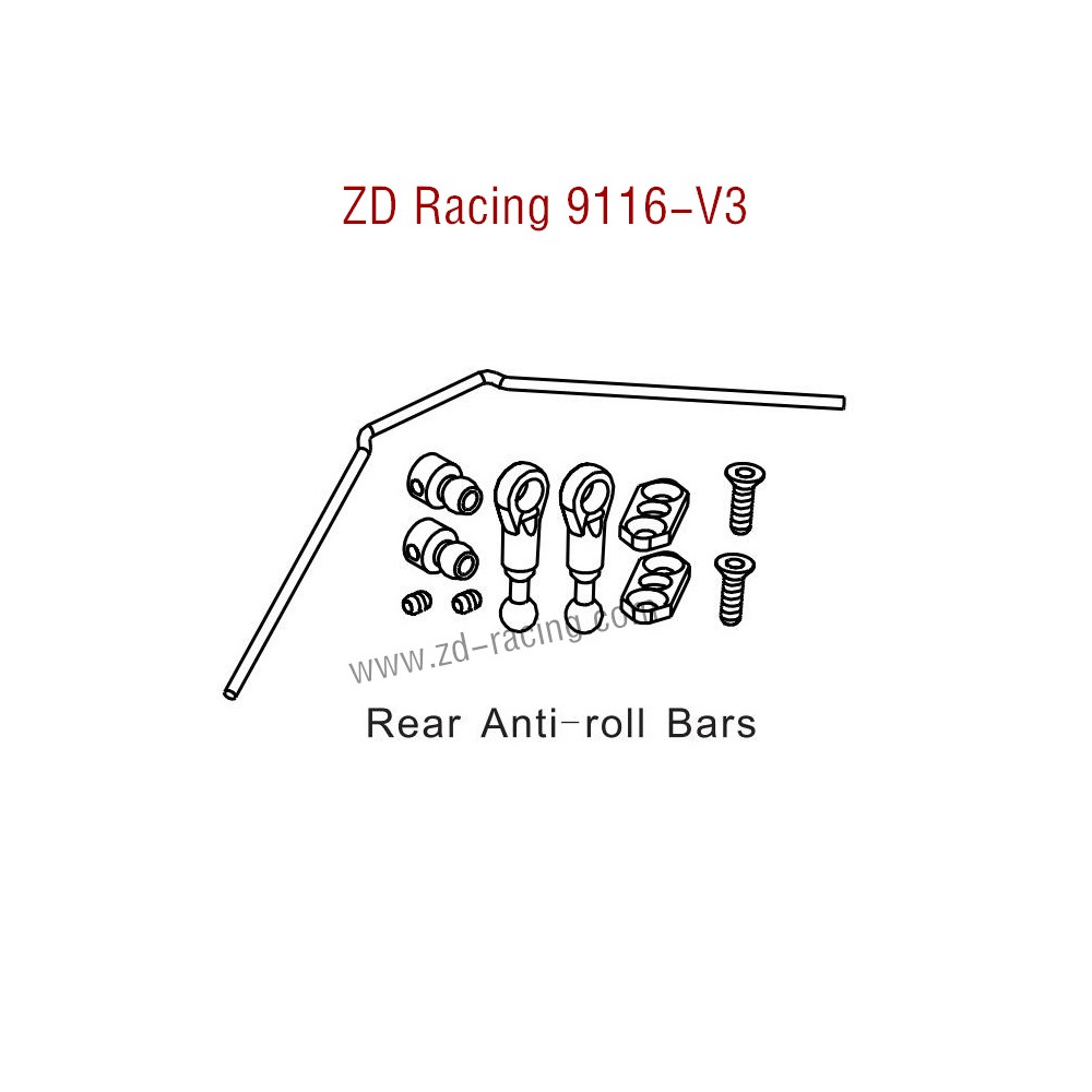 ZD Racing 9116-V3 Parts Rear Anti-Roll Bars 8043