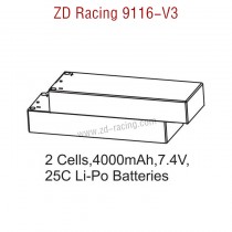 ZD Racing 9116-V3 Parts 2 Cells 4000mAh 7.4V 25C Lipo Battery 8101