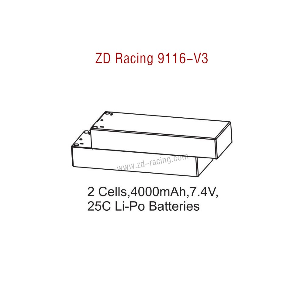 ZD Racing 9116-V3 Parts 2 Cells 4000mAh 7.4V 25C Lipo Battery 8101