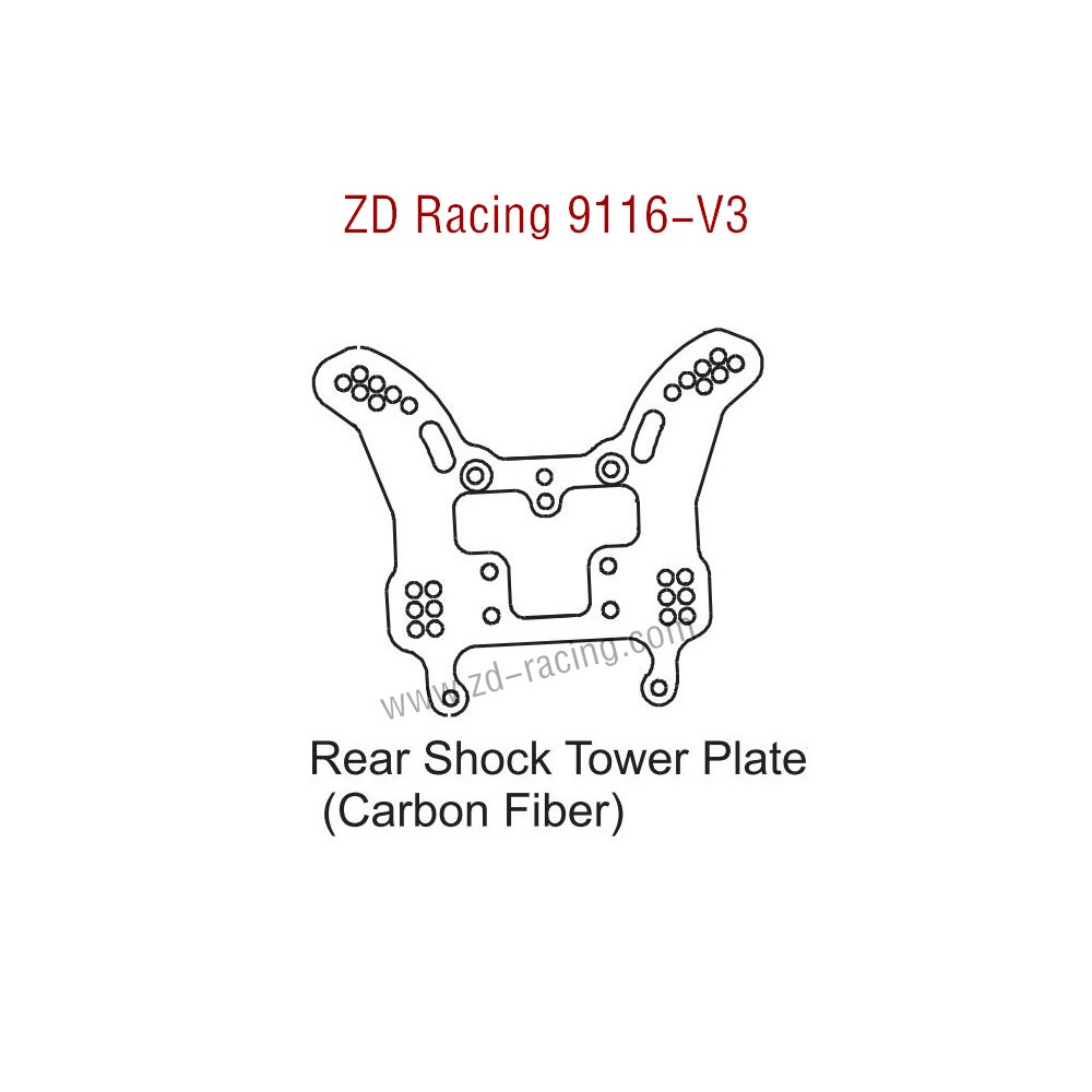 ZD Racing 9116-V3 Parts Rear Shock Tower Plate Carbon Fiber 8241